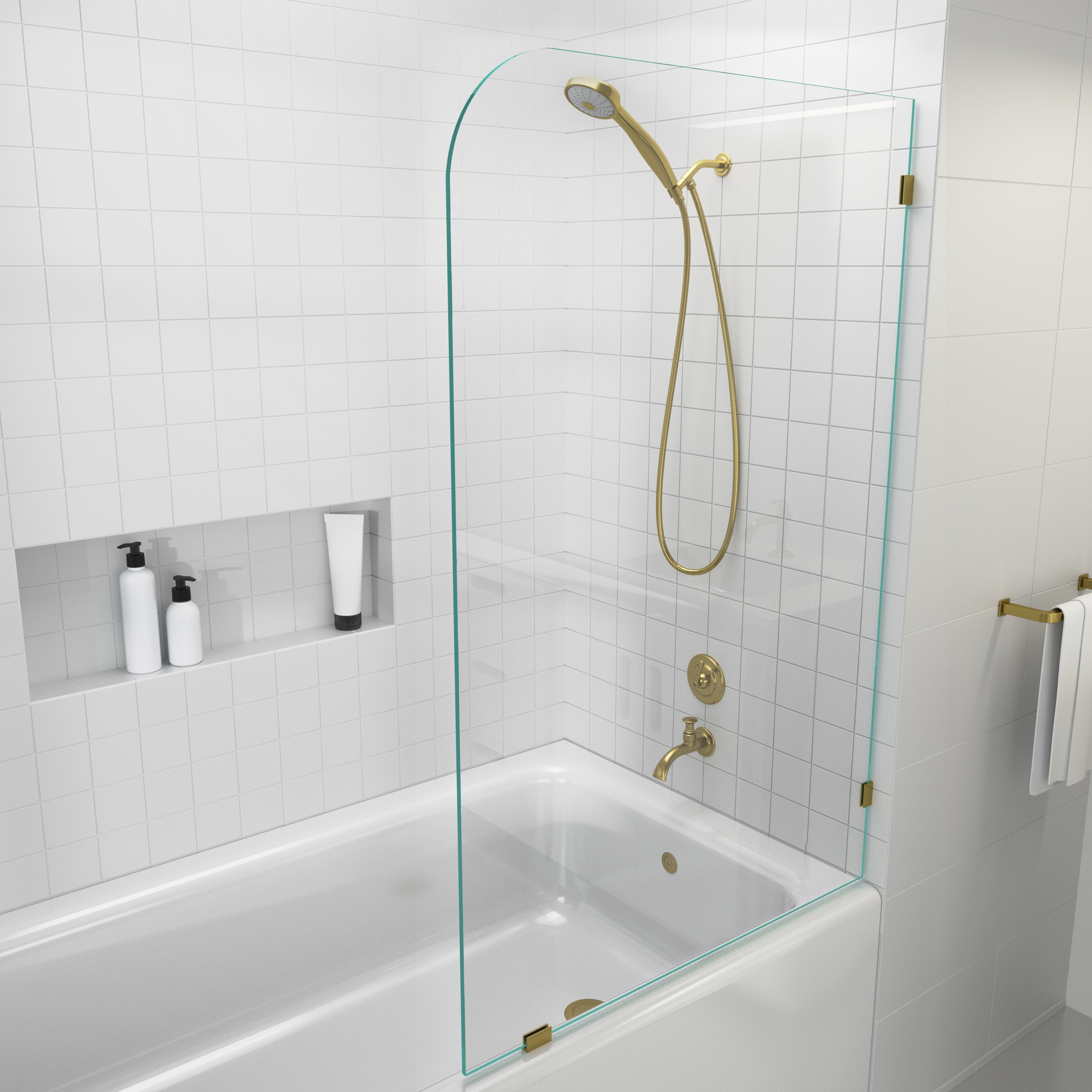 Glass Warehouse 34" x 58.25" Frameless Bathtub Shower Door Single